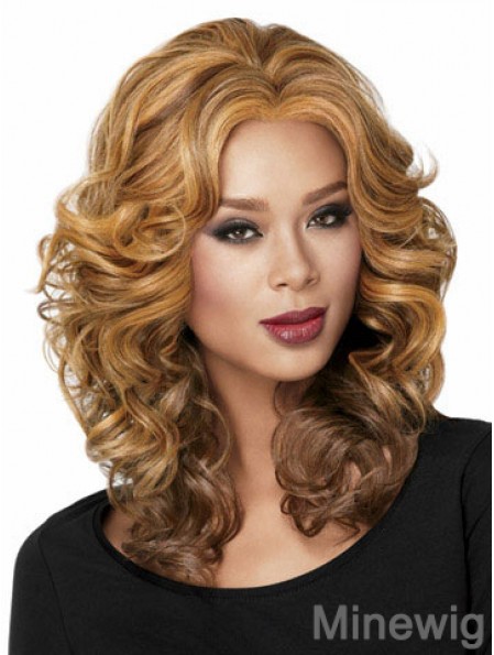 African American Curly Full Lace Wig With Capless Blonde Color