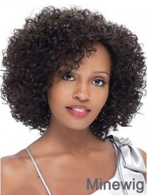 Brazilian Human Hair Short Lace Front Black Kinky Curly Wigs For Black Women