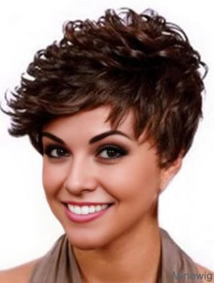 Cropped Auburn Curly Boycuts Durable African American Wigs