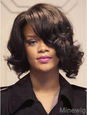 Affordable Shoulder Length Brown Wavy Lace Front Rihanna Wigs