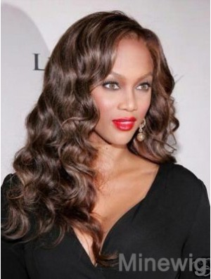 Top Brown Long Curly 18 inch Without Bangs Celebrity Lace Wigs