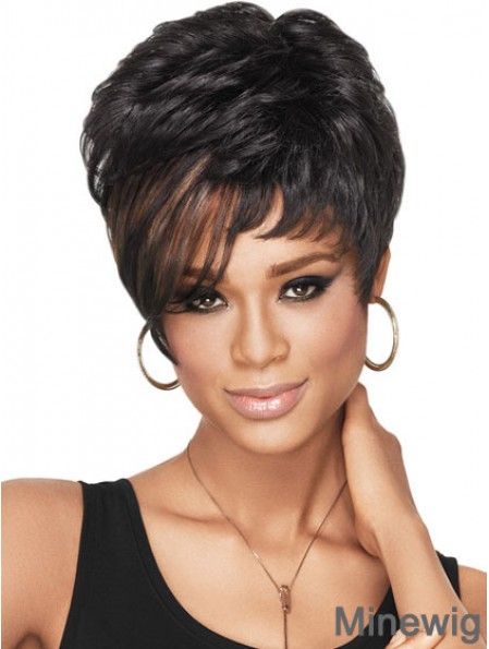 Cropped Black Wavy Boycuts High Quality African American Wigs