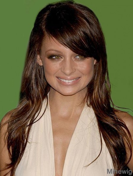 Style Brown Long Wavy 23 inch With Bangs Nicole Richie Lace Wigs