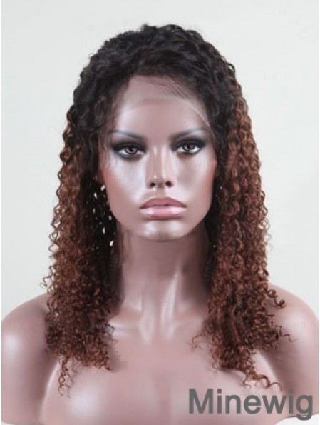 Shoulder Length Curly Without Bangs Full Lace 14 inch Comfortable Black Women Wigs