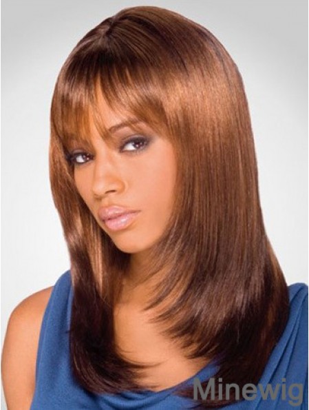 Online Shoulder Length Yaki 16 inch Synthetic Glueless Lace Front Wigs