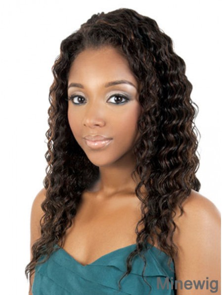 Long Brown Curly Without Bangs Best African American Wigs