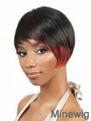 Short Black Straight Layered Fashionable African American Wigs