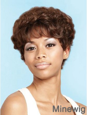 Short Brown Curly Layered Beautiful African American Wigs