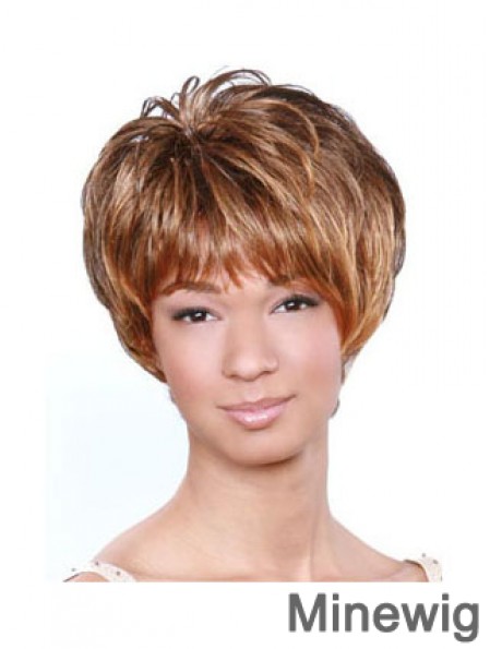 Short Brown Wavy Boycuts Popular African American Wigs