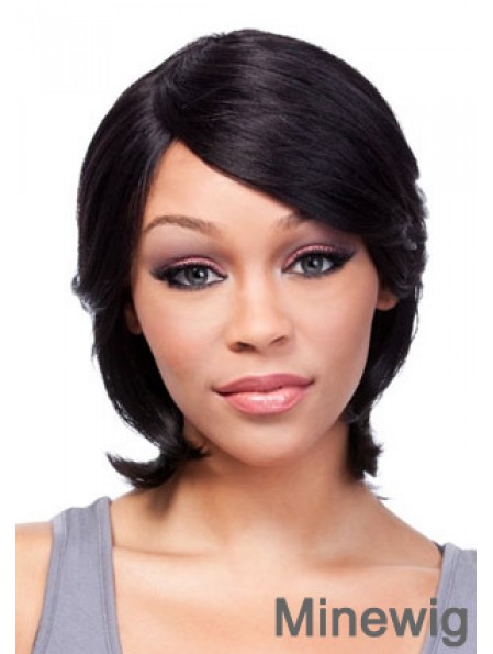 Chin Length Black Straight With Bangs Incredible African American Wigs