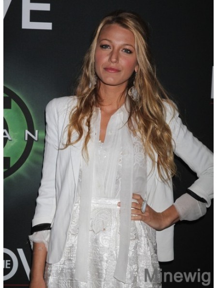 Ideal Blonde Long Wavy 20 inch Without Bangs Celebrity Lace Blake Lively Wigs