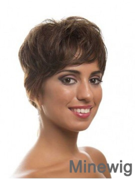 Short Brown Layered Wavy Style Full Lace Wigs