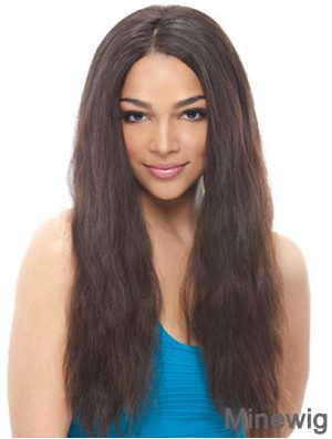 24 inch Black Long Without Bangs Wavy Suitable Lace Wigs