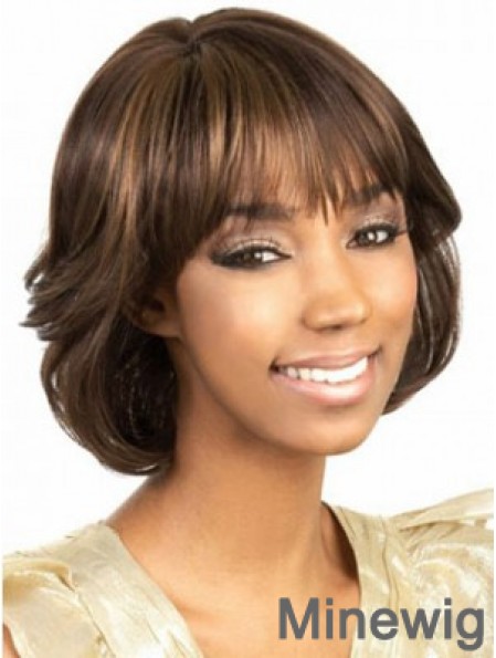 Chin Length Brown Wavy Bobs Amazing African American Wigs