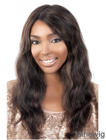 Long Brown Wavy Without Bangs Modern African American Wigs