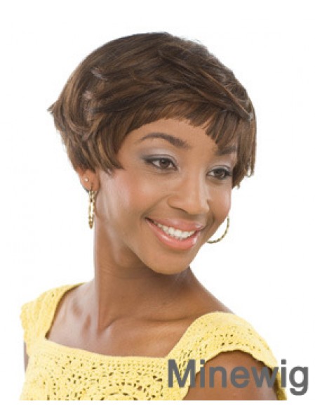 Short Brown Wavy Boycuts Incredible African American Wigs