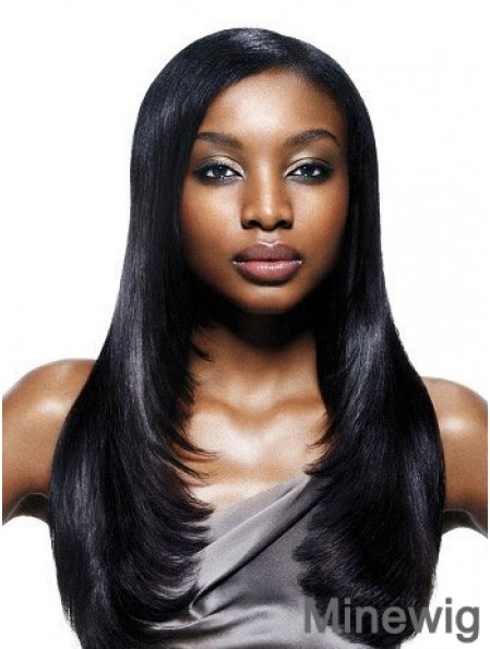 Long Black Yaki Without Bangs Best African American Wigs