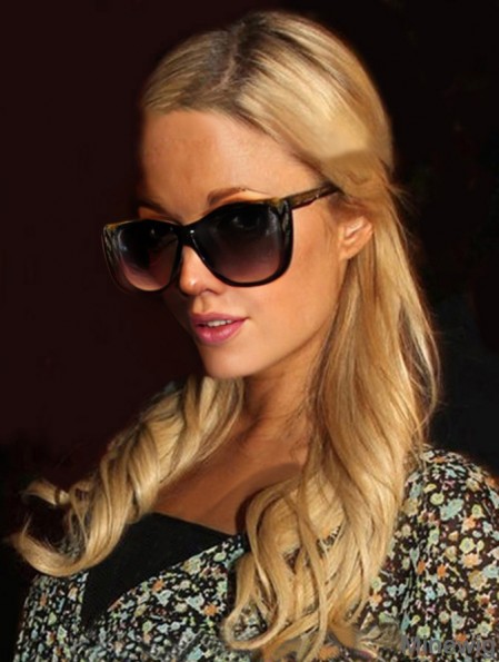 100% Hand-tied Long Wavy Without Bangs Blonde Gorgeous Paris Hilton Wigs