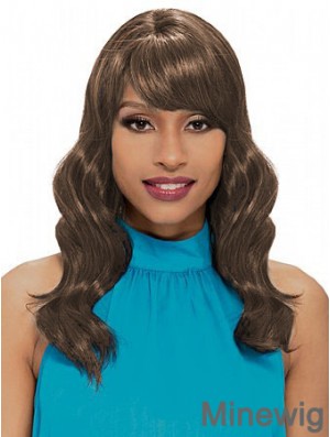 Shoulder Length Brown Wavy With Bangs New African American Wigs