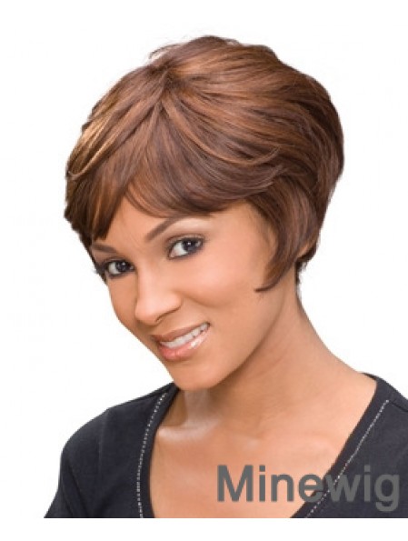 Short Auburn Wavy Layered Discount African American Wigs