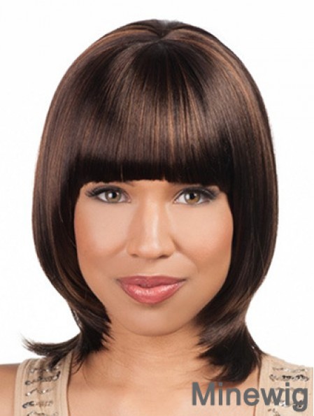 Sleek Chin Length Yaki 16 inch Synthetic Glueless Lace Front Wigs