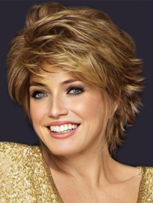 Affordable Capless Brown 6 inch Cropped With Bangs Synthetic Wigs