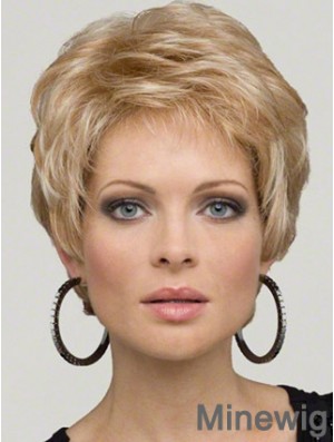 Synthetic Lace Front Wigs Blonde Color Cropped Length Boycuts