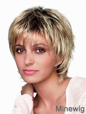 8 inch Short Designed Blonde Straight Bob Wigs