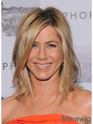 Blonde Jennifer Aniston Wigs With Shoulder Length Layered Cut Lace Front Wigs