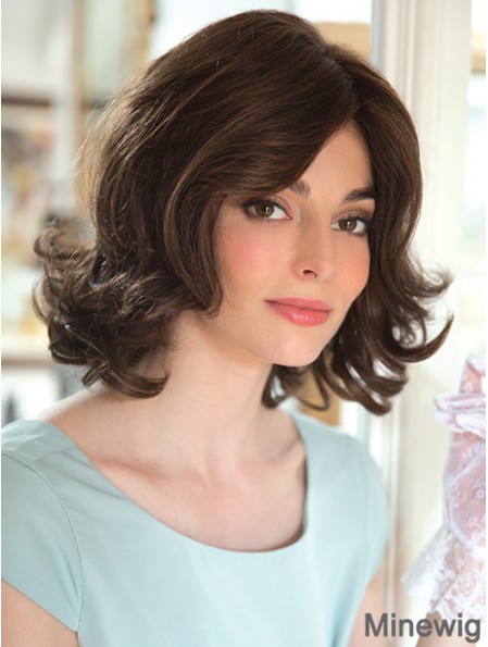 New 12 inch Brown Shoulder Length Layered Wavy Lace Wigs