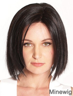 10 inch Chin Length Black Straight Soft Bob Wigs