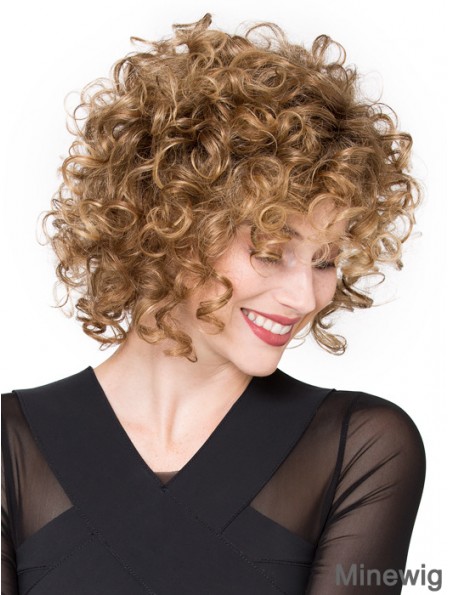 Wigs Lace Front Synthetic Chin Length Curly Style With Bangs