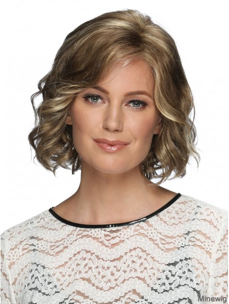 Lace Front 12 inch Wavy Blonde With Bangs Wigs