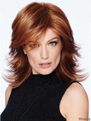 Capless Auburn 12 inch Shoulder Length Layered Synthetic Wigs