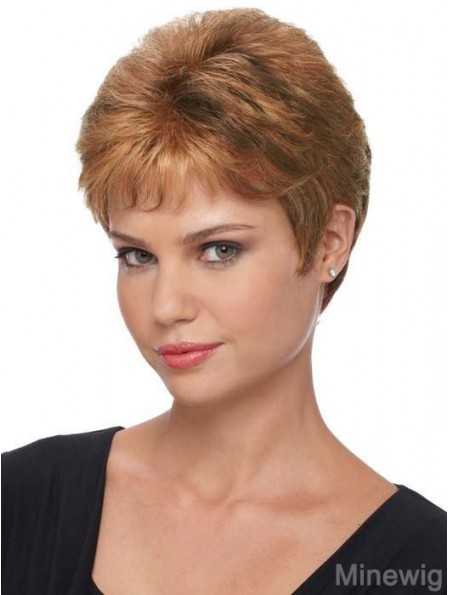 Boycuts Brown Straight 4 inch Ladies Capless Wigs