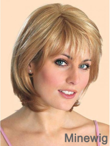 Cheap Synthetic Lace Front Wigs Straight Style Blonde Color Chin Length