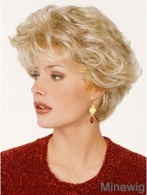 Blonde Color Short Length Classic Cut Synthetic Wigs For Old Women
