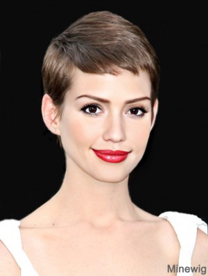 Cropped Lace Front Boycuts Brown Straight Anne Hathaway Wig