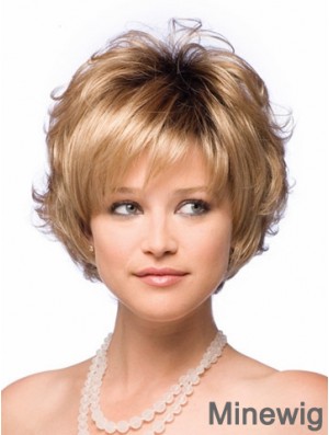 Synthetic Hair UK With Capless Short Length Blonde Color