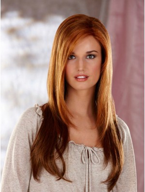 Straight Layered Long Auburn High Quality Lace Front Wigs