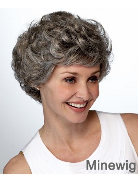 Synthetic Short Curly Lace Front Elderly Lady Wigs