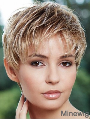 Cheapest 6 inch Straight Blonde Boycuts Short Wigs