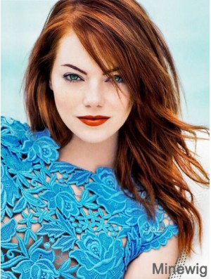 18 inch Straight With Bangs Lace Front Copper Modern Long Emma Stone Wigs