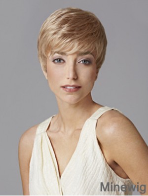 Fashionable 5 inch Straight Blonde Boycuts Short Wigs