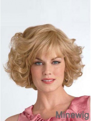 Chin Length Layered Curly Blonde Good Synthetic Wigs