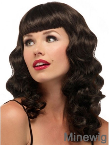 Hairstyles Brown Wavy With Bangs Long Wigs