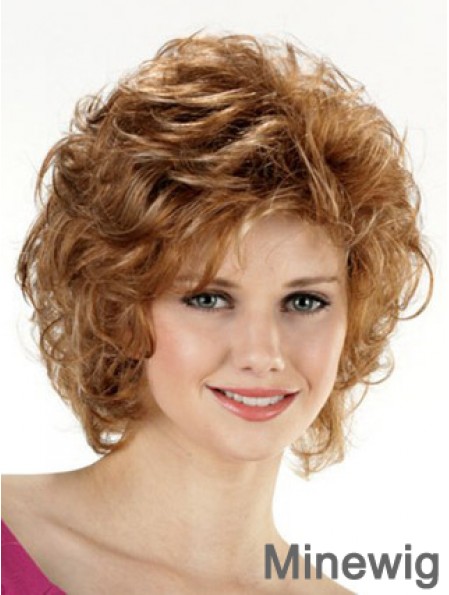 Trendy Brown Chin Length Curly Layered Lace Front Wigs