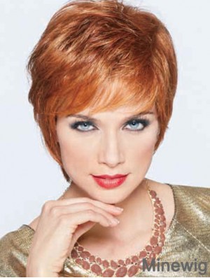 Boycuts Cropped Synthetic Straight Auburn Monofilament Wig Large