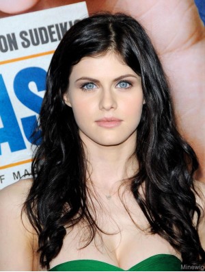 Exquisite Black Long Wavy 28 inch Without Bangs Alexandra Daddario Wigs