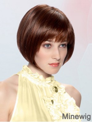 Straight Chin Length Auburn 10 inch Lace Front Durable Bob Wigs